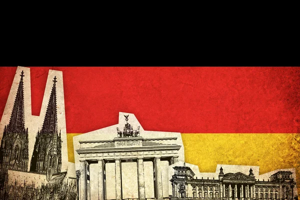 Bandera Grunge de Alemania con monumento —  Fotos de Stock