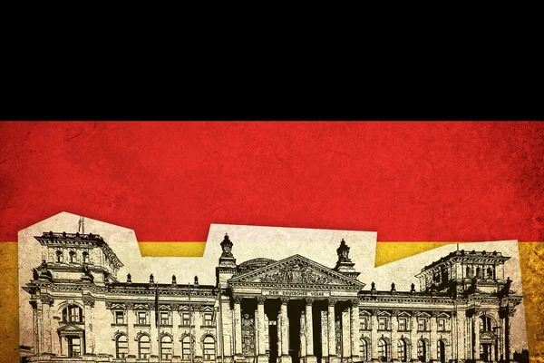 Гранж-флаг Германии с памятником — стоковое фото