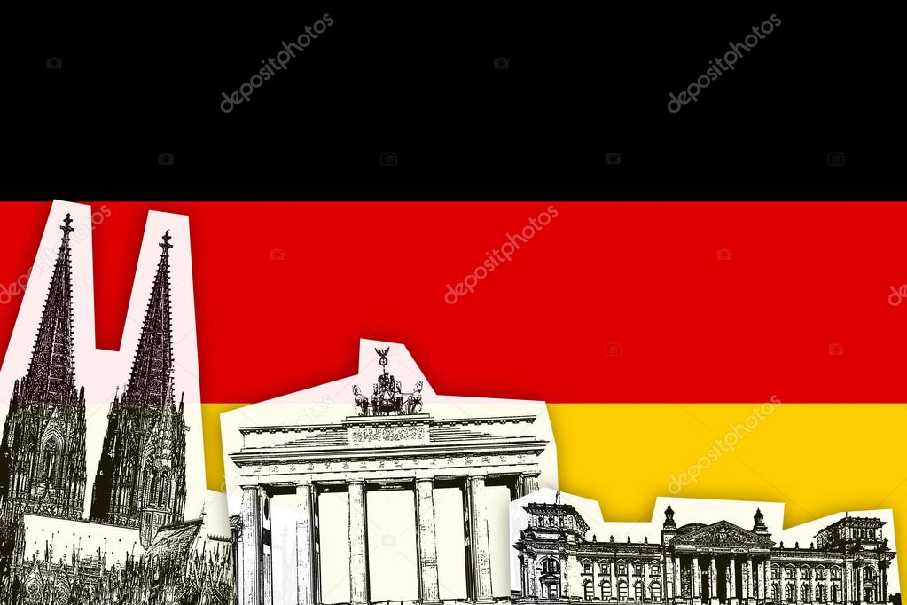 Flag of Germany with monument