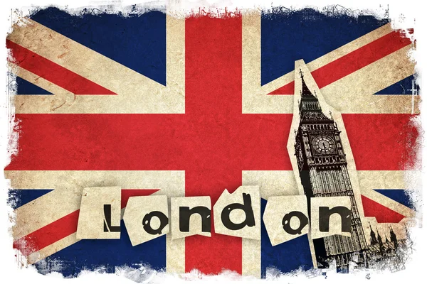 Bandera de United Kingdom con Big Ben — Foto de Stock