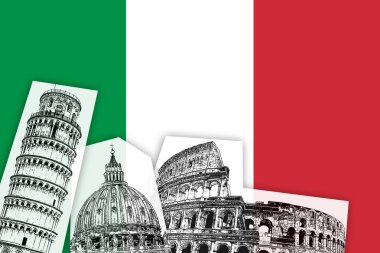 Anıtlar ile İtalya'nın bayrağı