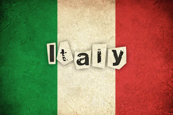 Flaga ilustracja Włochy z tekstem — Zdjęcie stockowe