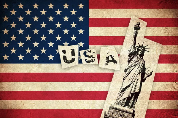 Flaga granica Usa z zabytkami — Zdjęcie stockowe