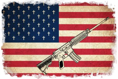 Death Flag of USA with guns
