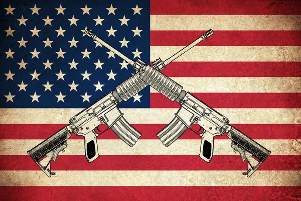 Grunge Flag of USA with guns — Φωτογραφία Αρχείου