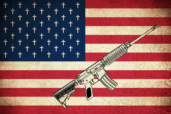 Death Flag of USA with guns — Zdjęcie stockowe