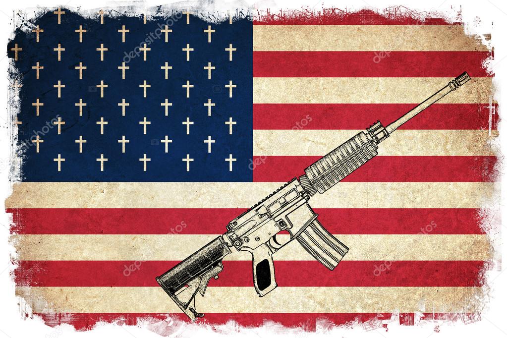 Death Flag of USA with guns