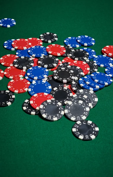 Poker chips on table — Stock Photo, Image