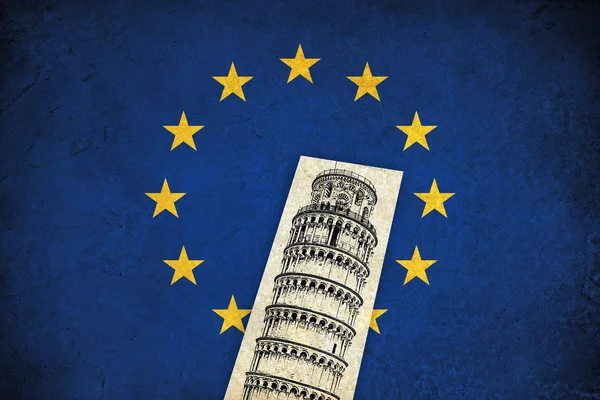 Bandeira grunge da União Europeia com monumentos — Fotografia de Stock