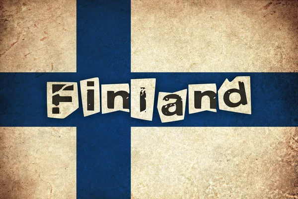 Finlandiya grunge bayrak metin — Stok fotoğraf