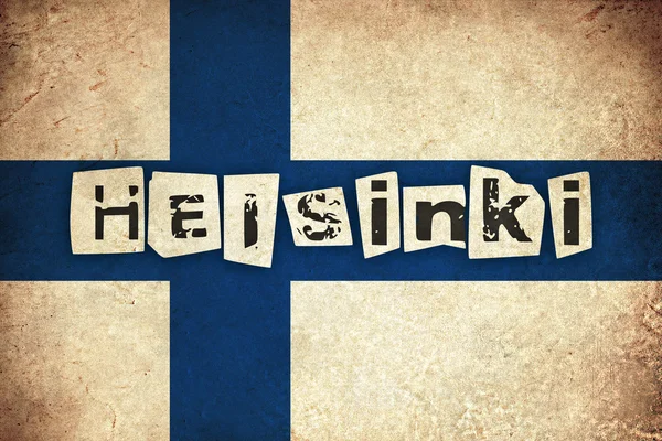 Bandeira grunge da Finlândia com texto — Fotografia de Stock
