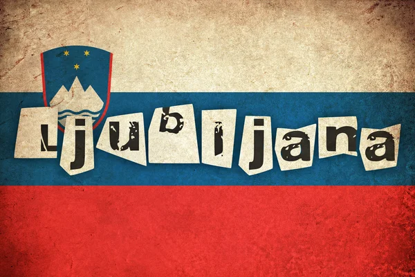 Иллюстрация гранж-флага Словении с текстом — стоковое фото