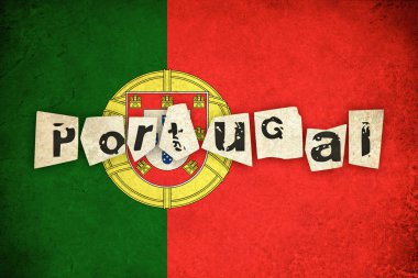 Portekiz grunge bayrak çizimi metinlerle Avrupa ülkesi