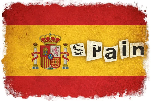텍스트와 유럽 국가의 스페인 그런 지 깃발 그림 — 스톡 사진