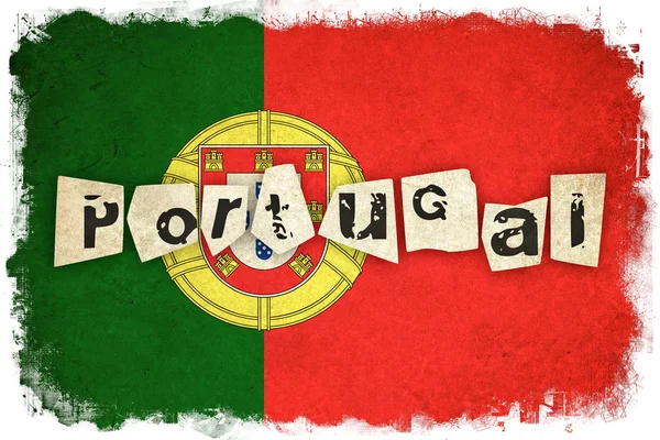 Portugal grunge flag illustration of european country with text — Stock Photo, Image
