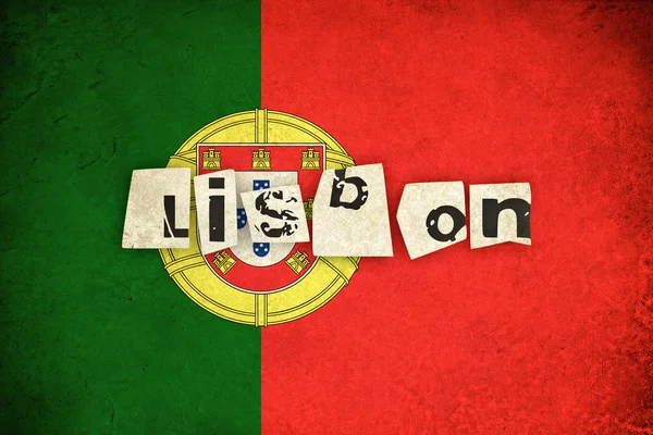 Portekiz grunge bayrak çizimi metinlerle Avrupa ülkesi — Stok fotoğraf