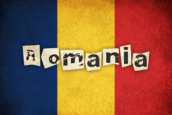 Rumänien grunge flagga illustration av europeiskt land med text — Stockfoto