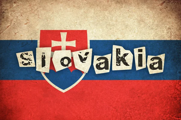 Slovakia grunge flag illustration of european country with text — Stock Photo, Image