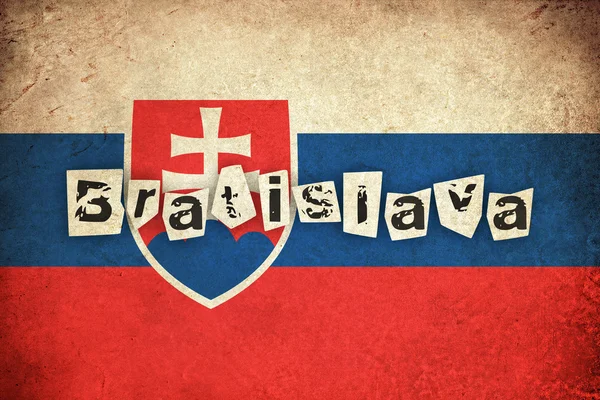 Slovakien grunge flagga illustration av europeiskt land med text — Stockfoto