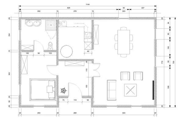 Arkitekten plan för husbyggnad — Stockfoto