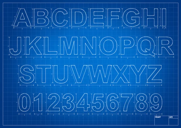 Architect blueprint alphabet letters — Stock Photo, Image