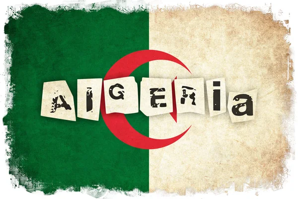 Algeria grunge flag illustration of country with text — Stock Photo, Image