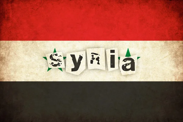 Syria grunge flag illustration des landes mit text — Stockfoto