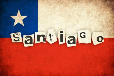 Ülke metin ile Şili grunge bayrağı çizimi