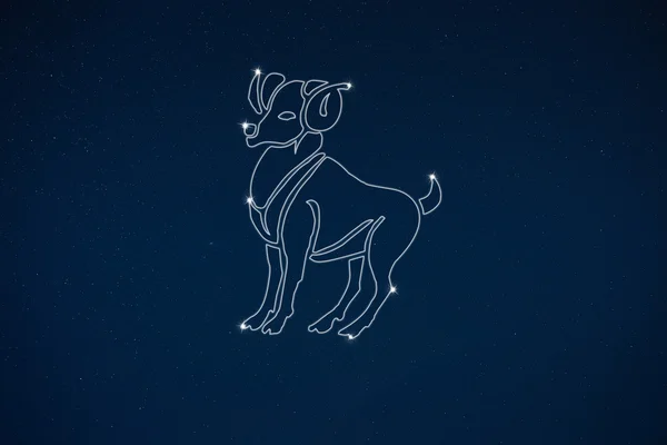 Horoskop znamení Beran v temné obloze — Stock fotografie