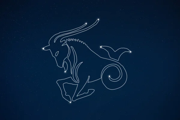 Horoscope zodiac sign Capricorn in dark sky — Stock Photo, Image