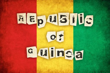 Republic of Guinea grunge flag illustration of country with text clipart