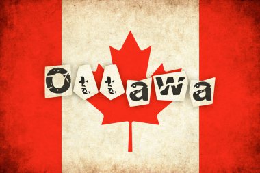 Metin ile ülke Kanada grunge bayrağı çizimi