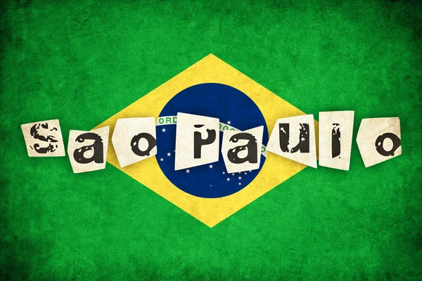 文本的国家巴西 grunge 国旗插图 — 图库照片
