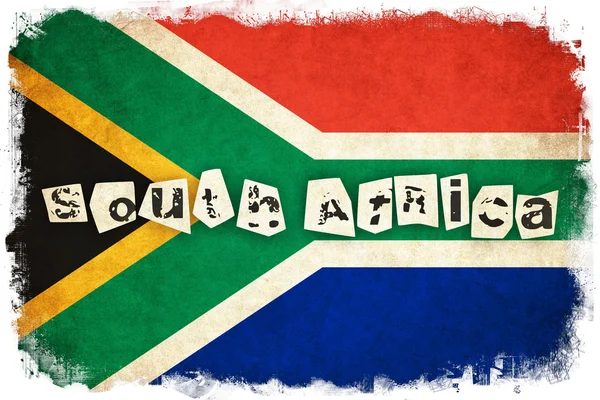 Jižní Afrika grunge vlajky ilustrace země s textem — Stock fotografie