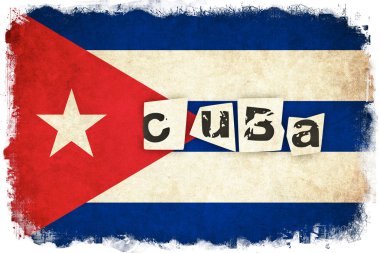 Metin ile ülke Küba grunge bayrağı çizimi