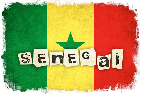 Senegal grunge bandera ilustración de país africano con texto — Foto de Stock