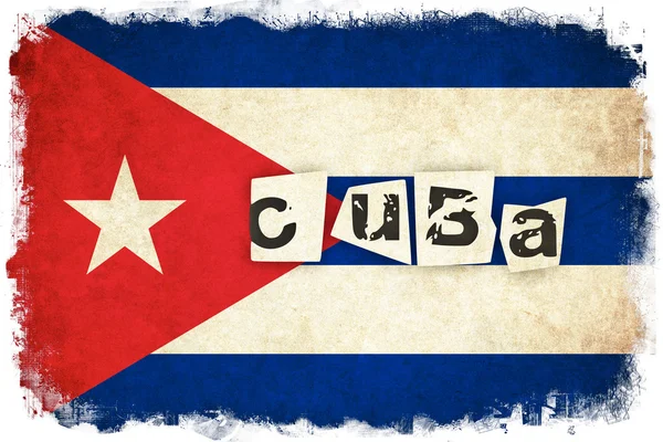 Cuba grunge bandeira ilustração do país com texto — Fotografia de Stock