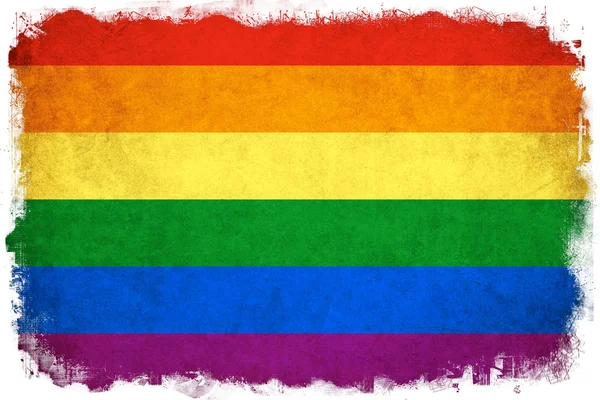 男同性恋和女同性恋的 grunge 彩虹旗插图 — 图库照片