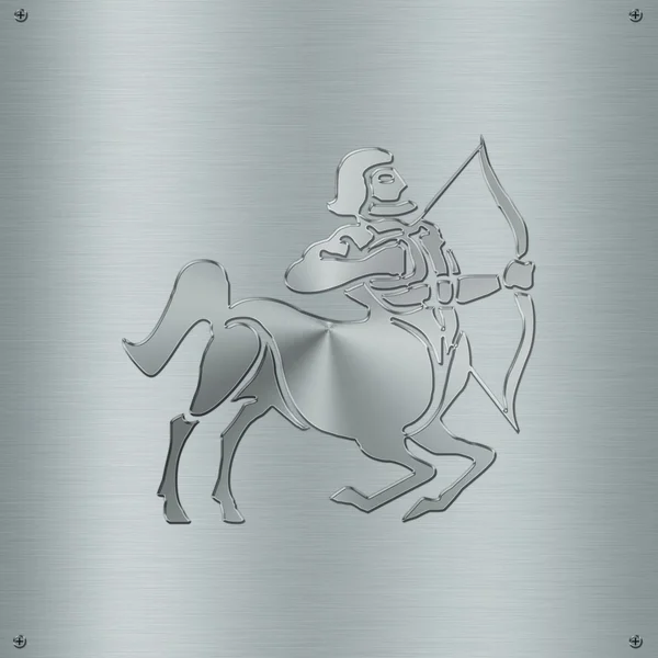 Horoscope zodiac sign Sagittarius in metal plate — Stock Photo, Image