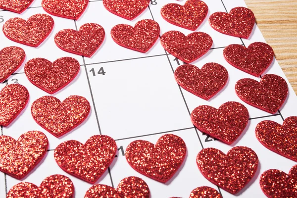 Día de San Valentín en la agenda con el corazón — Foto de Stock