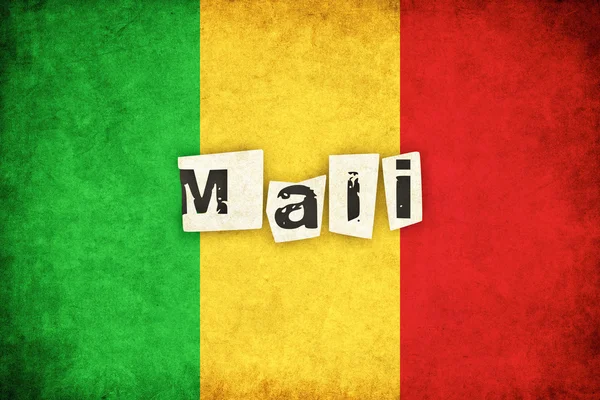 Гранитная иллюстрация флага Мали африканской страны с текстом — стоковое фото