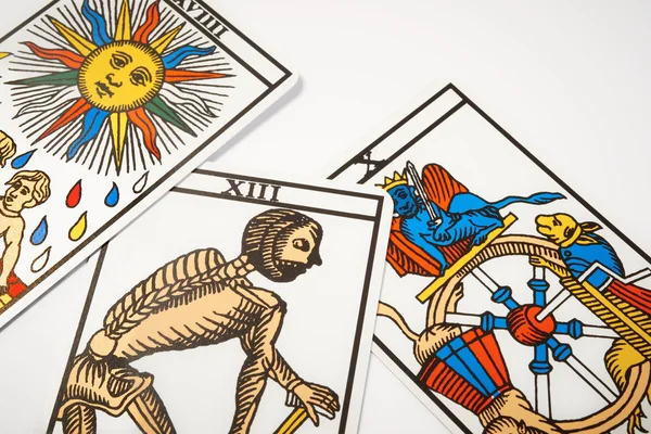 Tarot cards for divination with death — Stock Photo, Image