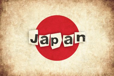 Metin ile Asya ülkesi Japonya grunge bayrağı çizimi
