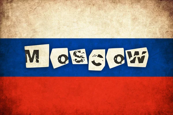 Rusko grunge vlajky ilustrace země s textem — Stock fotografie