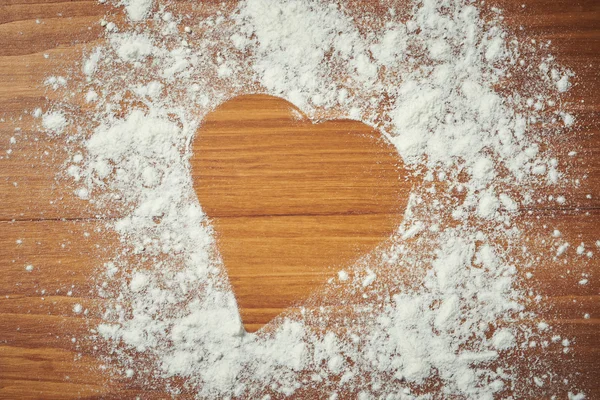 Día de San Valentín corazón en harina — Foto de Stock