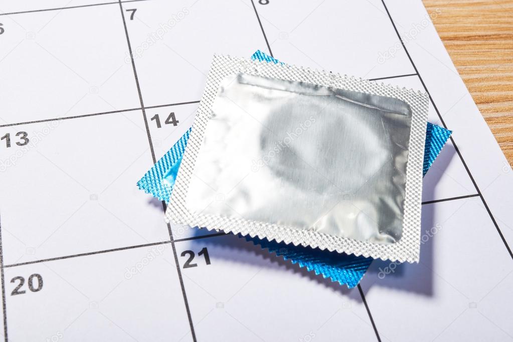 Condom for Valentine Day on calendar