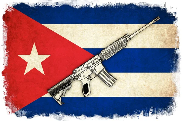 Cuba grunge vlag illustratie van land met tekst — Stockfoto