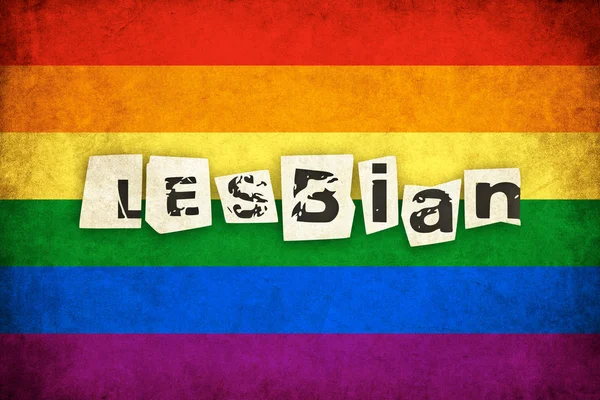 게이 및 레즈비언 텍스트와 그런 지 레인 보우 깃발 그림 — 스톡 사진