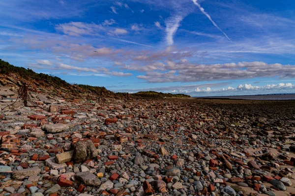 Anzeichen Einer Küstenerosion Strand Von Powfoot Dumfries Und Galloway Schottland — Stockfoto