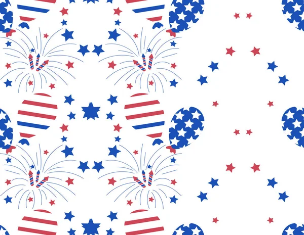 Vecteur Juillet Jour Indépendance Usa Motif Blanc Sans Couture Vacances — Image vectorielle